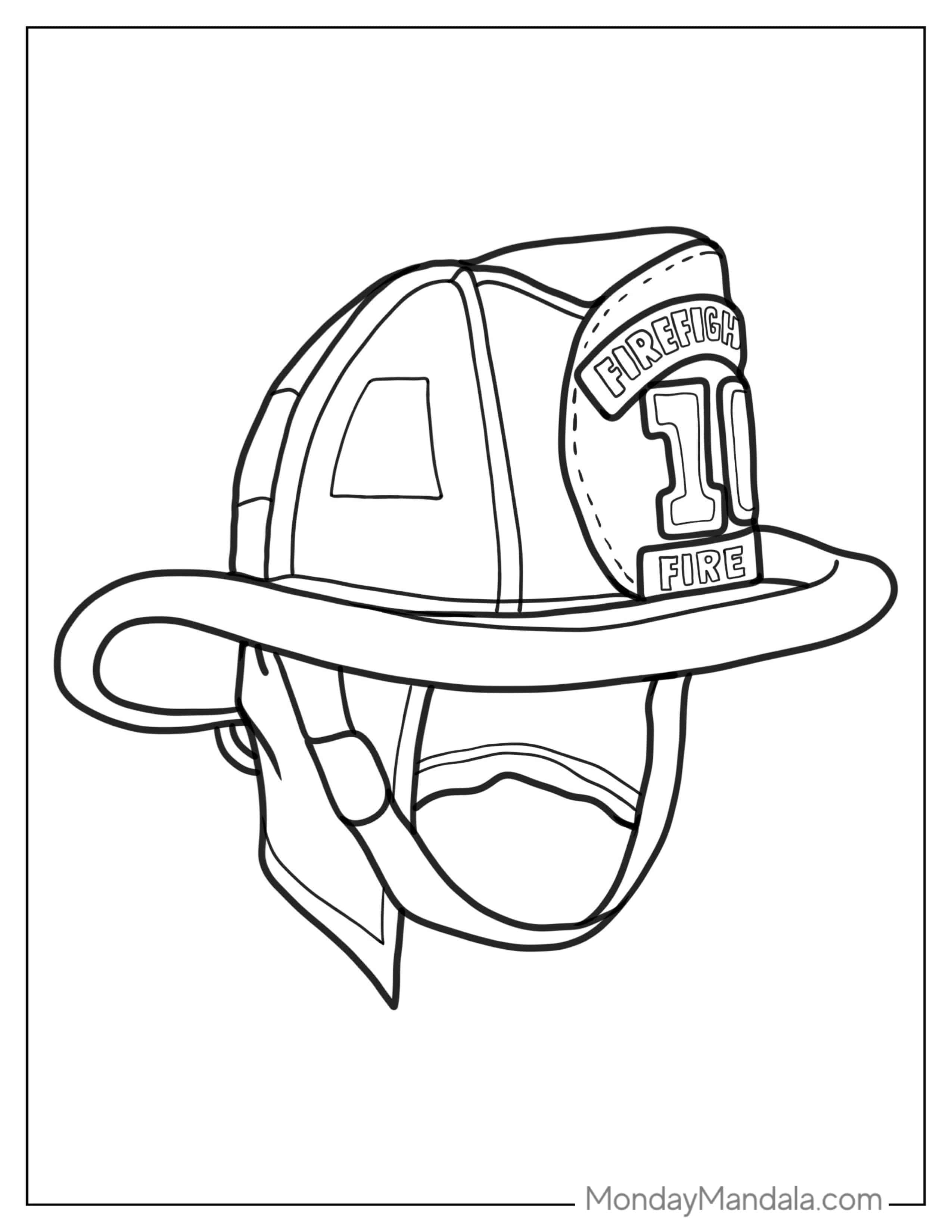 Firefighters Helmet To Color For Kids coloring page