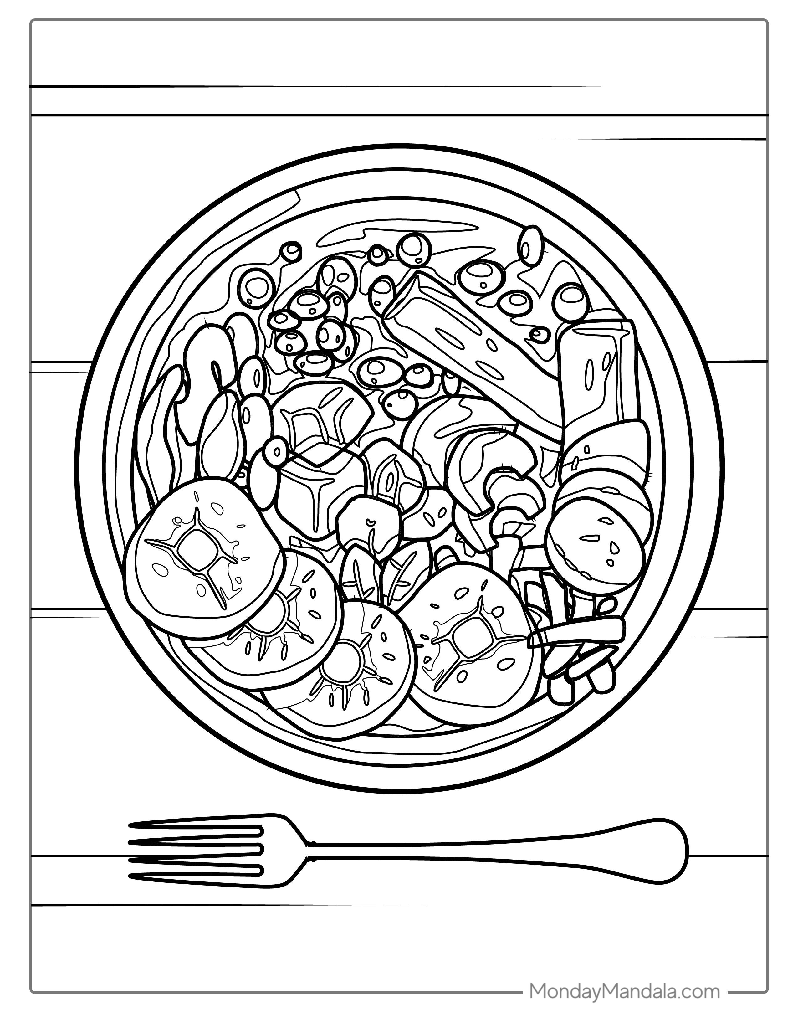 Asian Stir Fry To Color coloring page