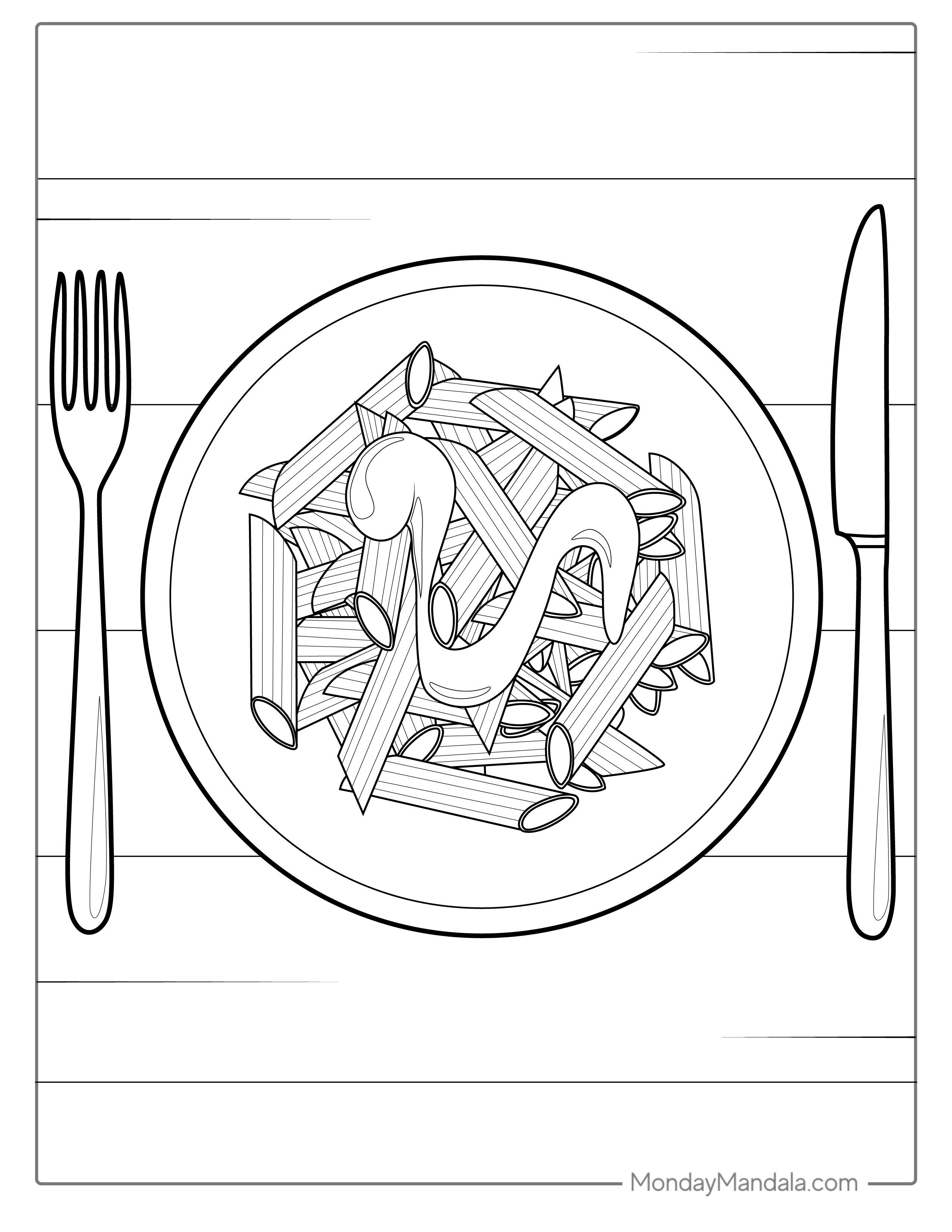 Carbonara Pasta Coloring Picture For Kids coloring page