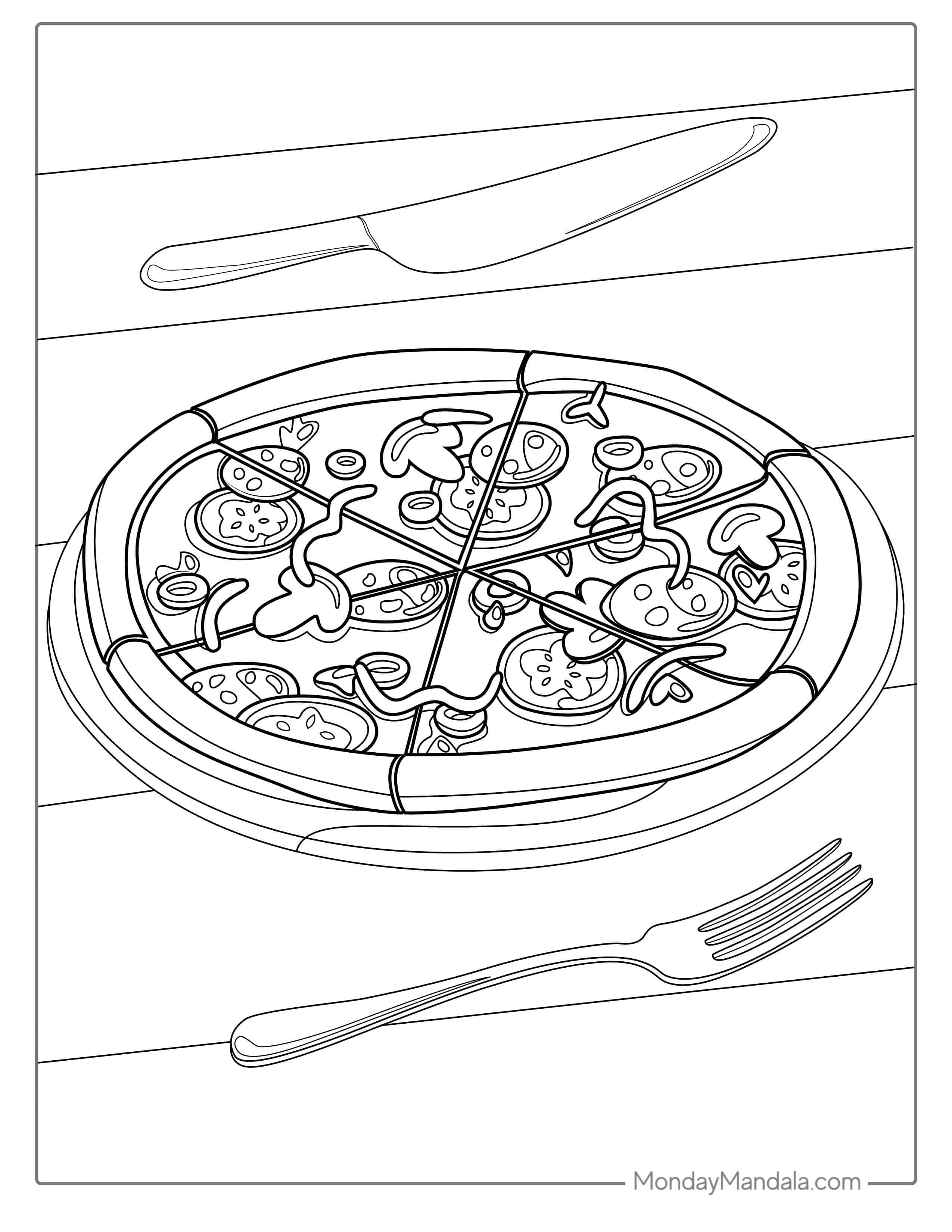 Easy Pizza Coloring Picture coloring page