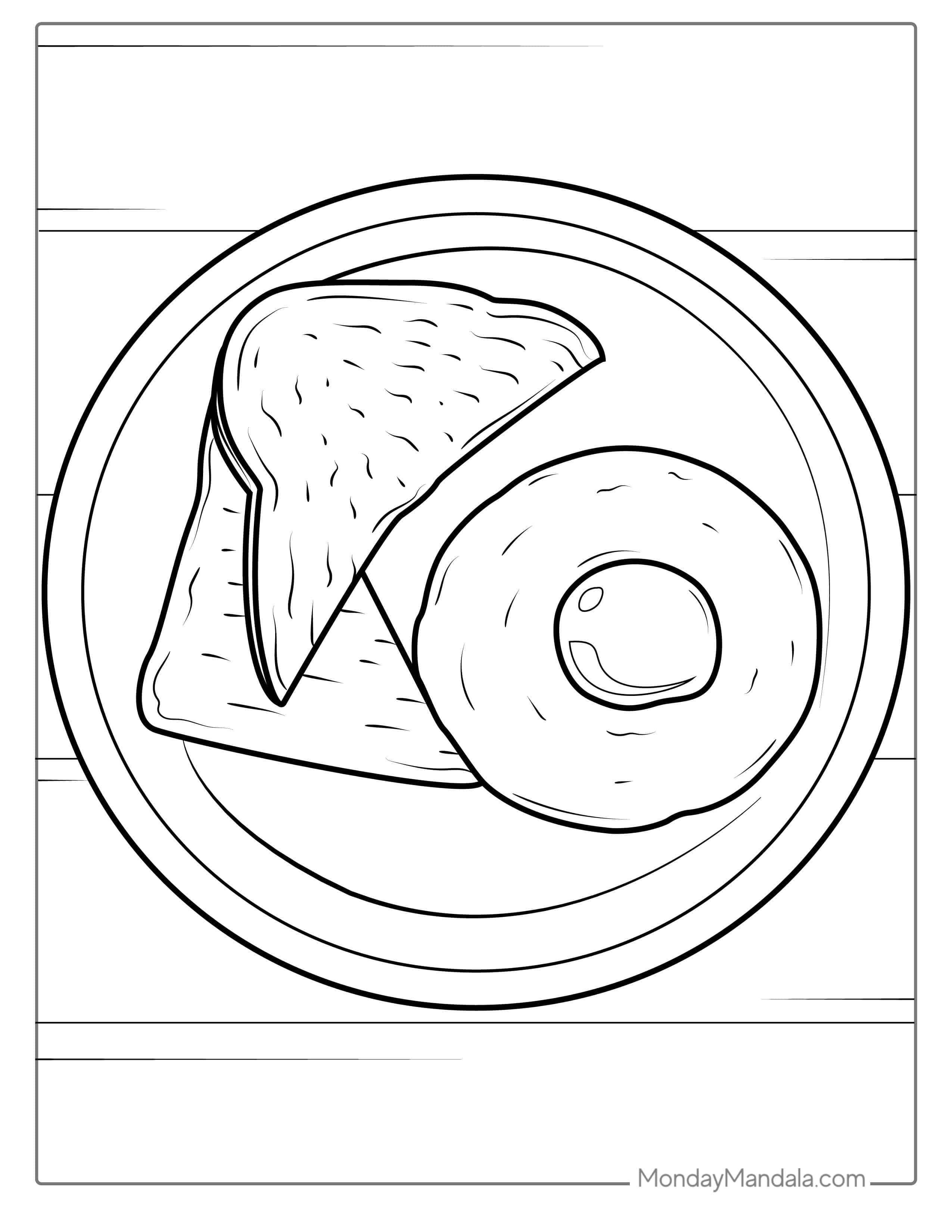 Eggs On Toast Breakfast Food coloring page