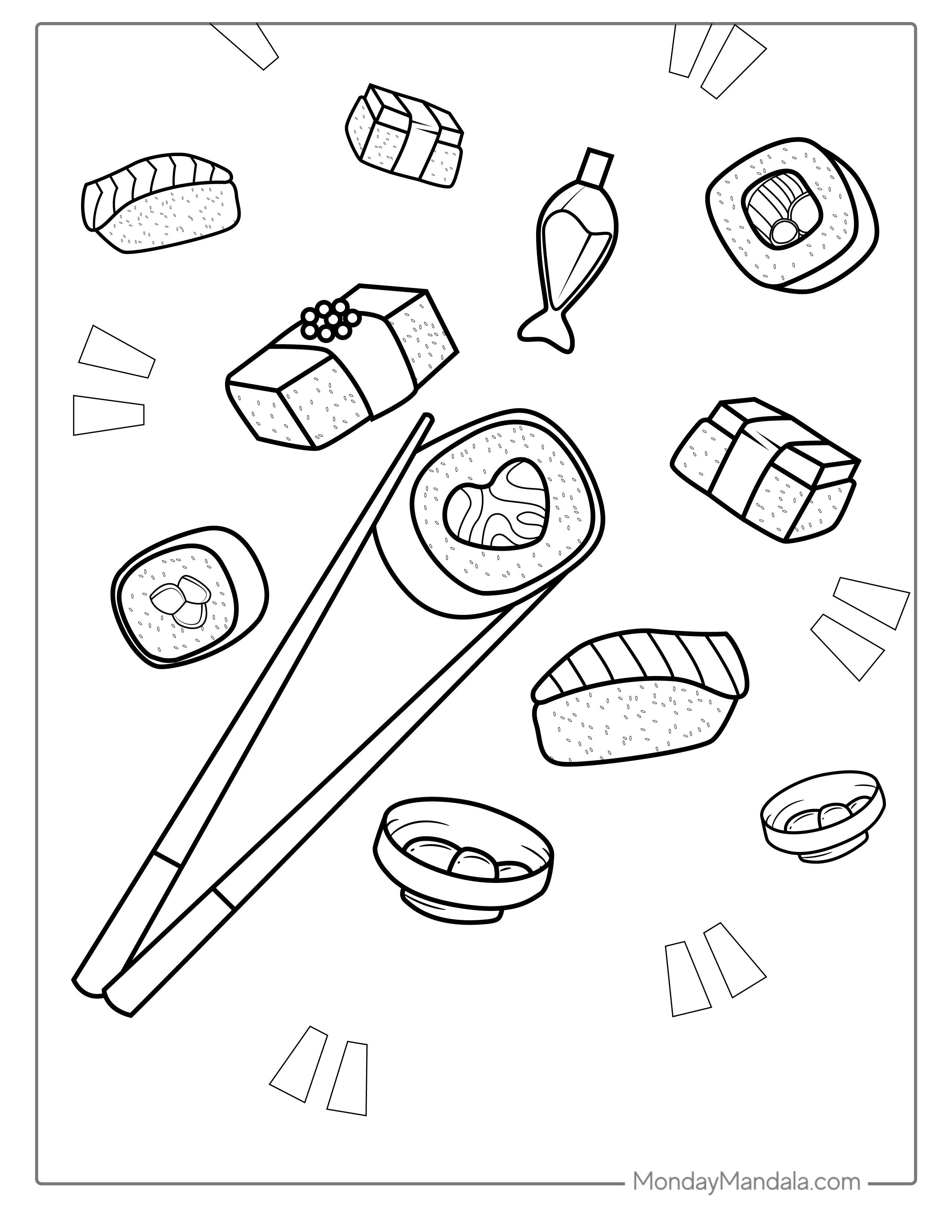 Japanese Sushi Coloring Page coloring page