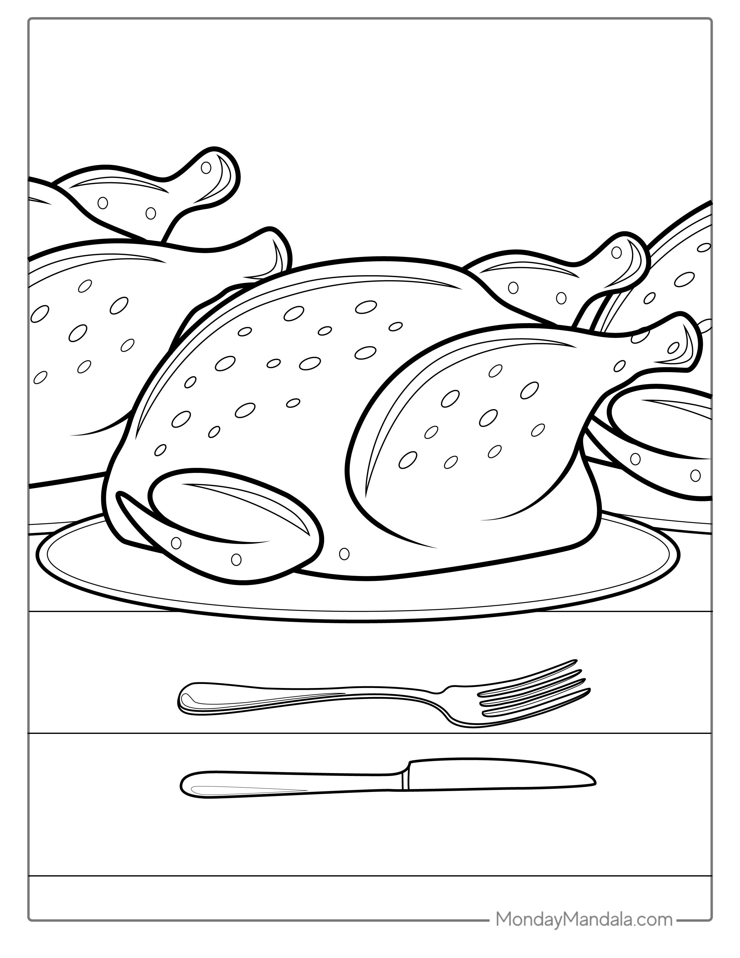 Roast Chicken To Color coloring page