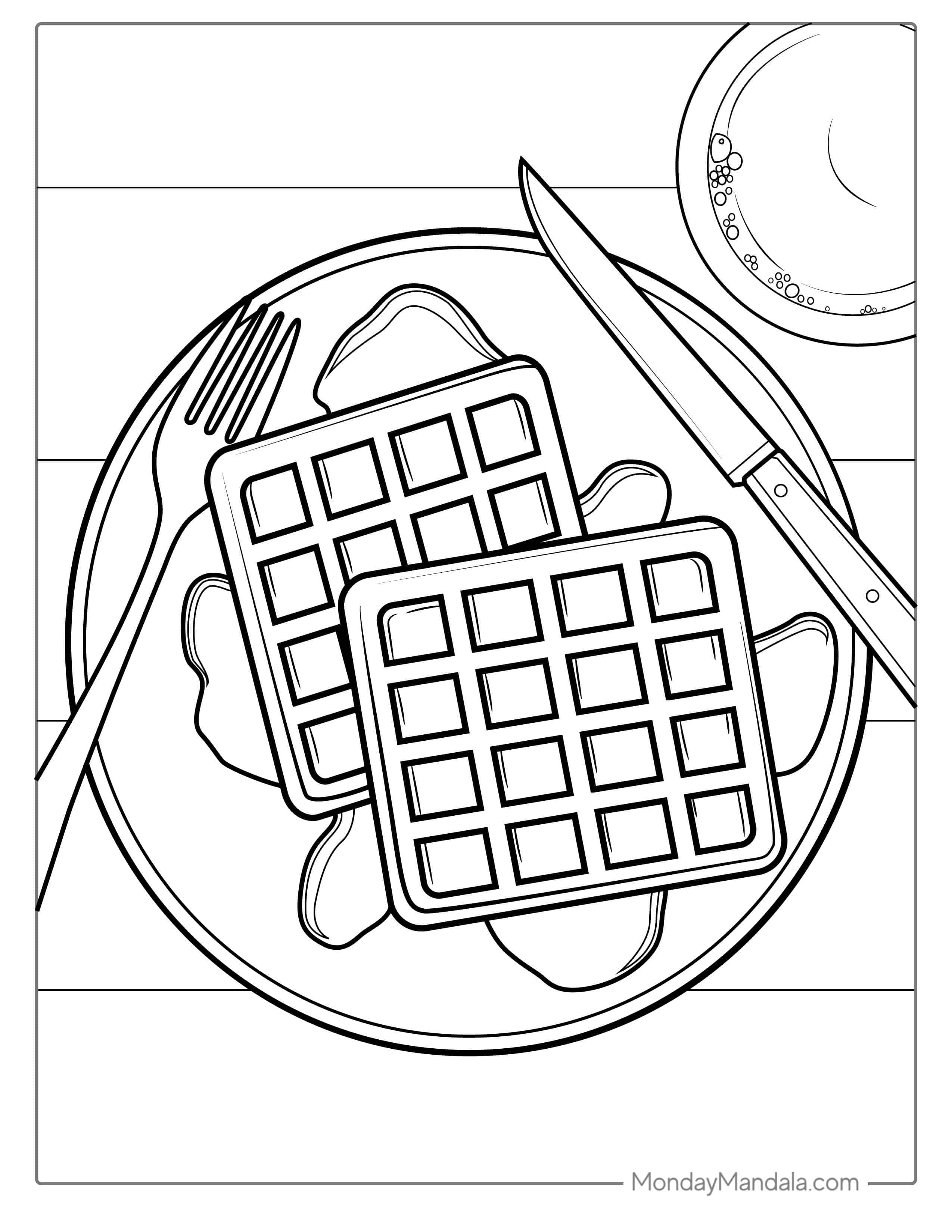 Waffles With Syrup To Color coloring page