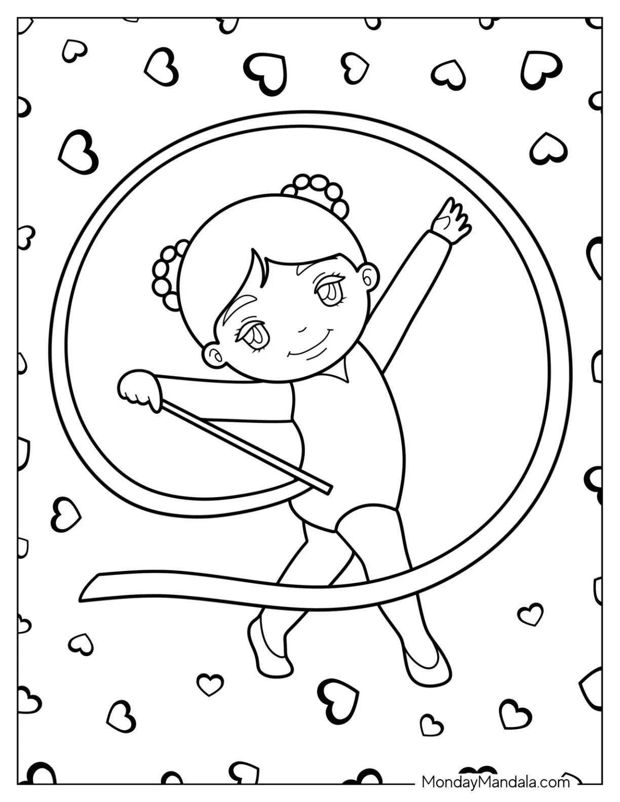 Gymnastics Coloring Page Of Cute Cartoon Rhythmic Gymnast coloring page — printable line art
