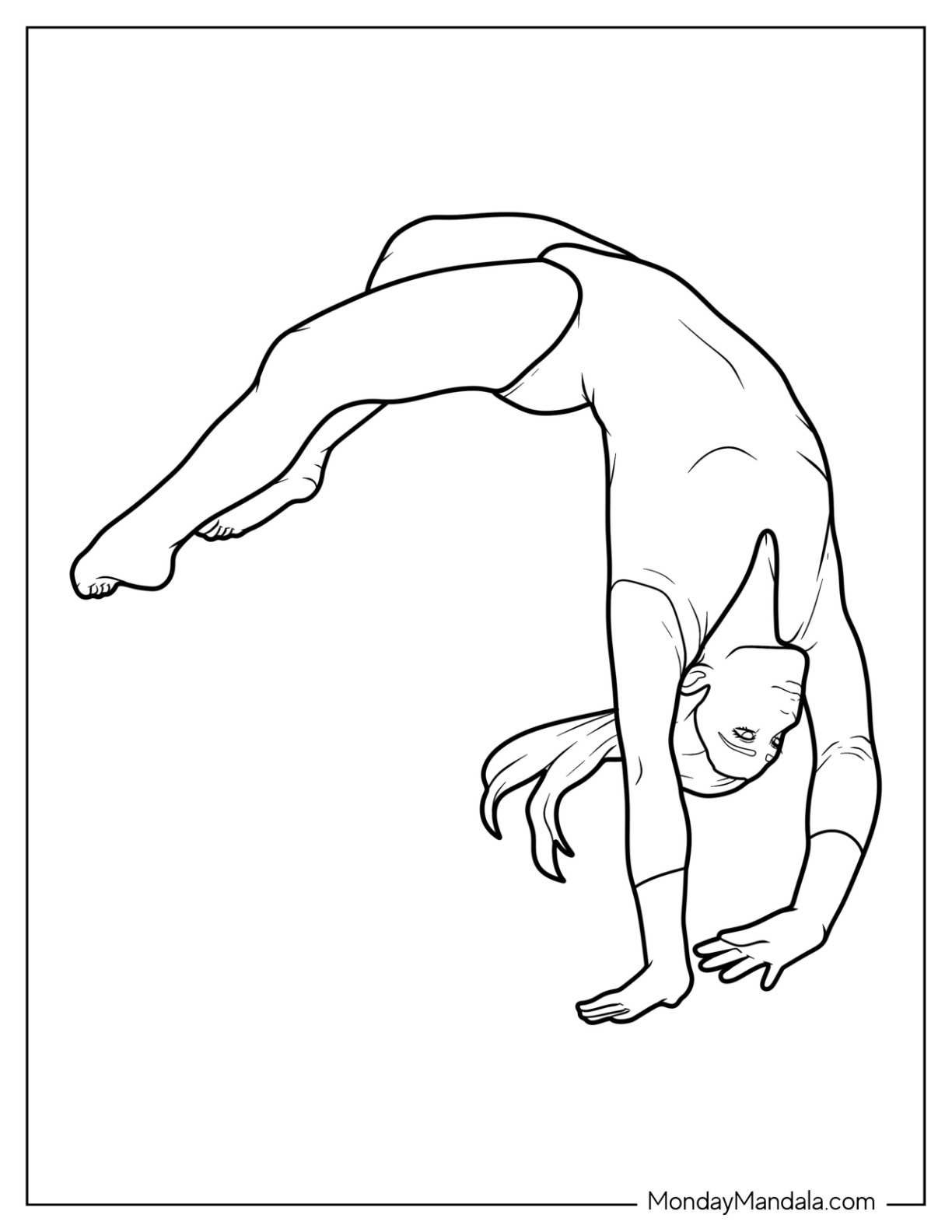 Gymnastics Coloring Page Of Daniele Hypólito Backflip On Balance Beam coloring page — printable line art