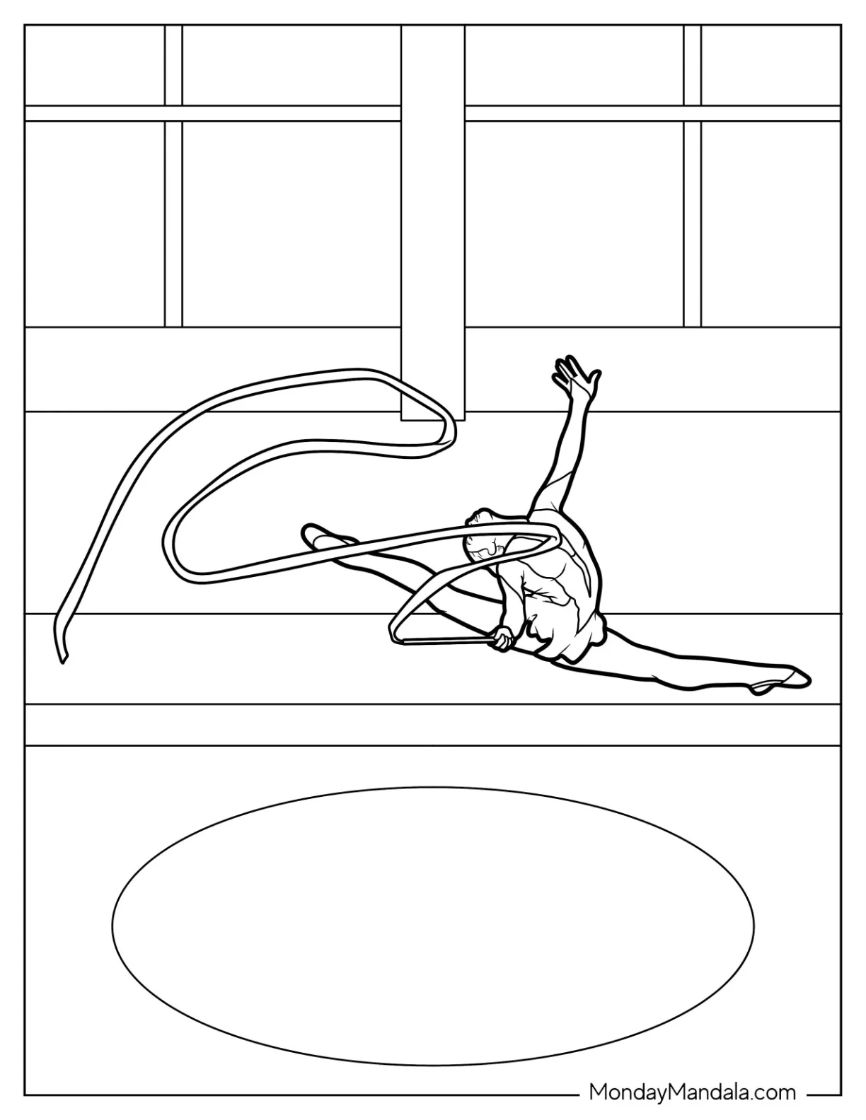 Gymnastics Coloring Page Of Rhythmic Gymnast Ribbon Performance coloring page
