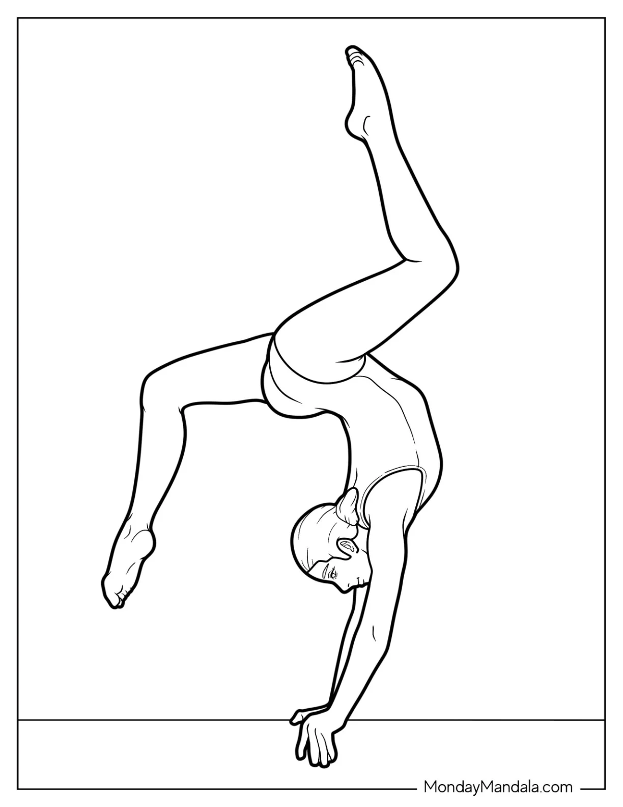 Gymnastics Coloring Page Of Young Gymnast On Balance Beam coloring page