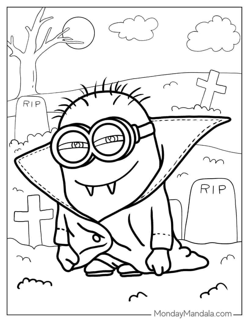 Halloween Coloring Page of Dracula Minion coloring page