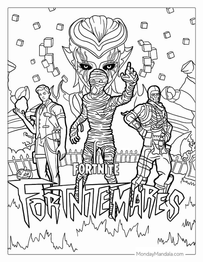 Halloween Coloring Page of  Fornitemares coloring page — printable line art