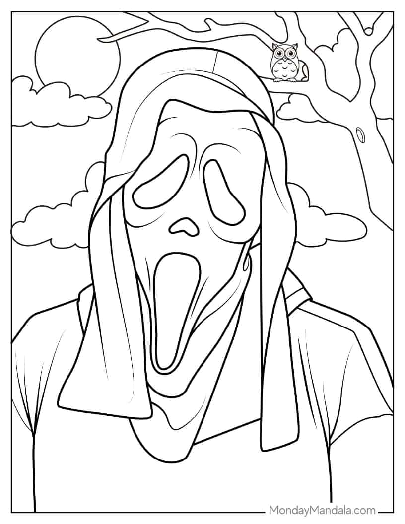Halloween Coloring Page of  Ghostface coloring page — printable line art