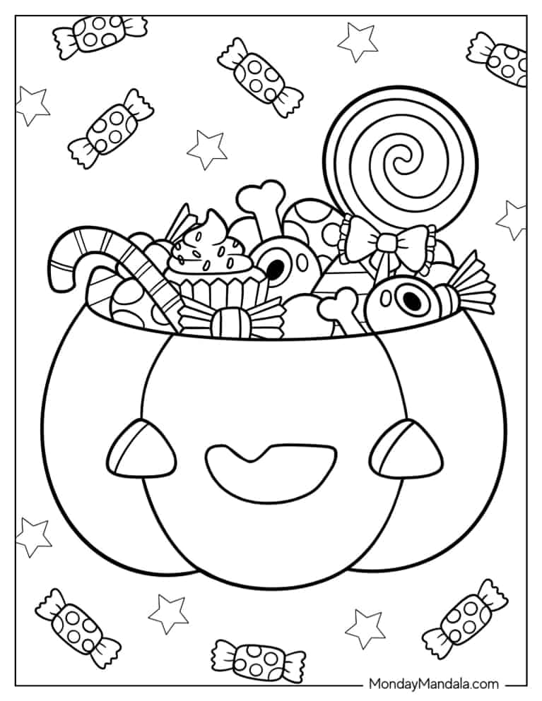 Halloween Coloring Page of  Kawaii Jack-O-Lantern coloring page