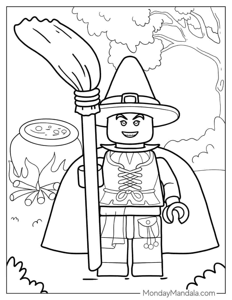 Halloween Coloring Page of Lego Witch coloring page — printable line art