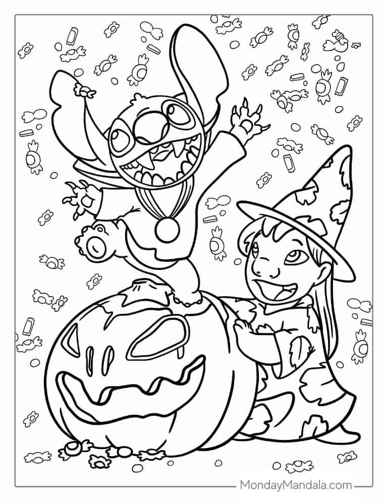 Halloween Coloring Page of Lilo And Stitch coloring page