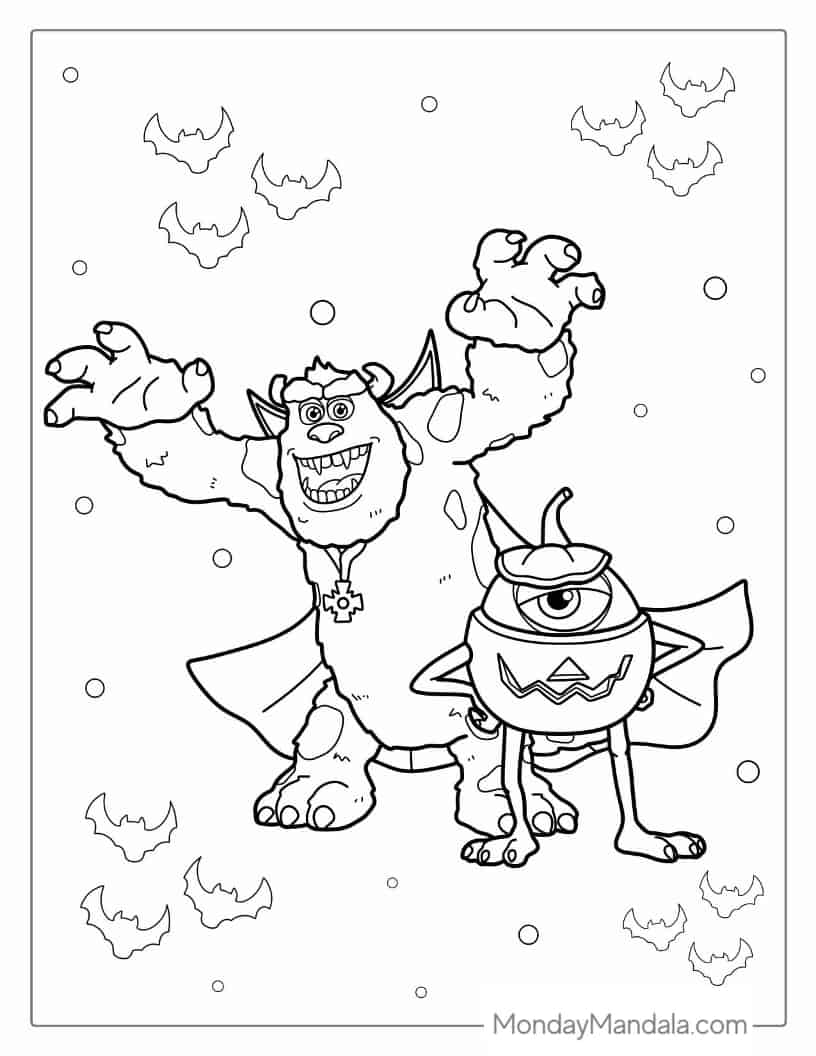 Halloween Coloring Page of Monsters Inc coloring page