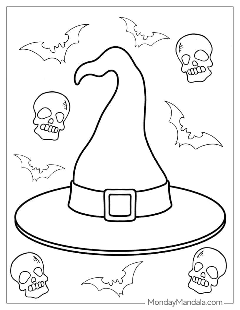 Halloween Coloring Page of Simple Outline Of Witch_s Hat coloring page — printable line art
