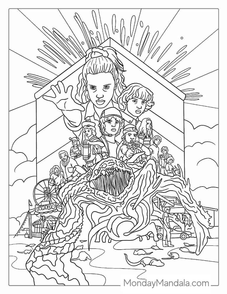 Halloween Coloring Page of Stranger Things coloring page — printable line art
