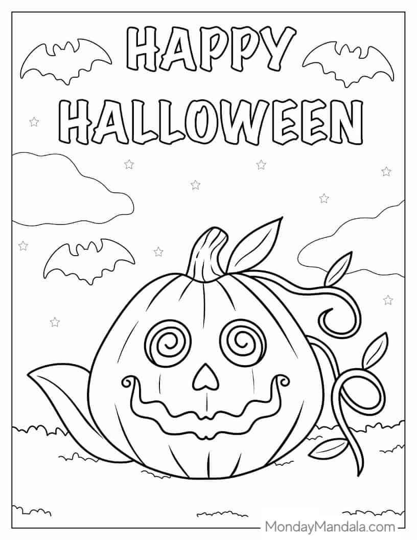 Happy Halloween Coloring Page Of Pumpkin coloring page