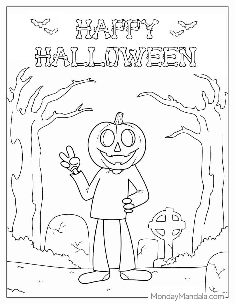 Happy Halloween Halloween Coloring Page coloring page — printable line art