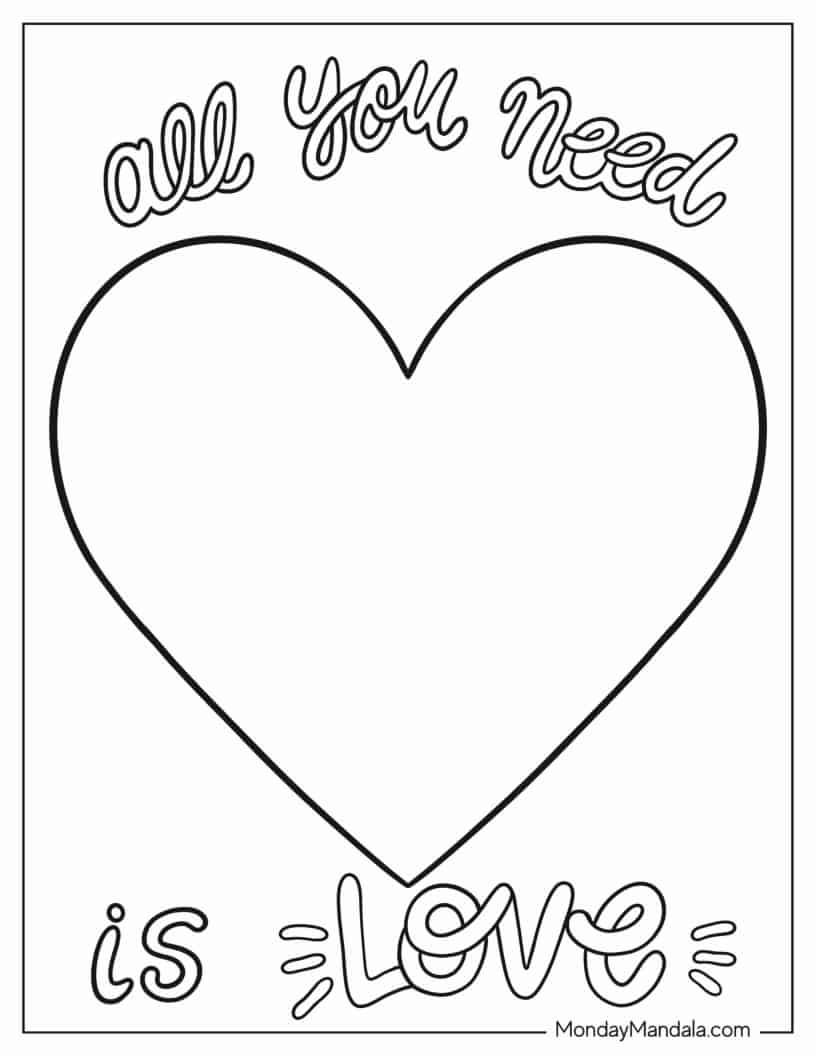 All You Need Is Love Heart Outline coloring page