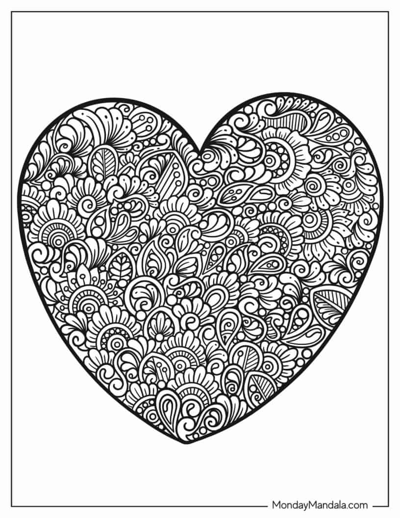 Heart-Shaped Mandala Coloring In coloring page