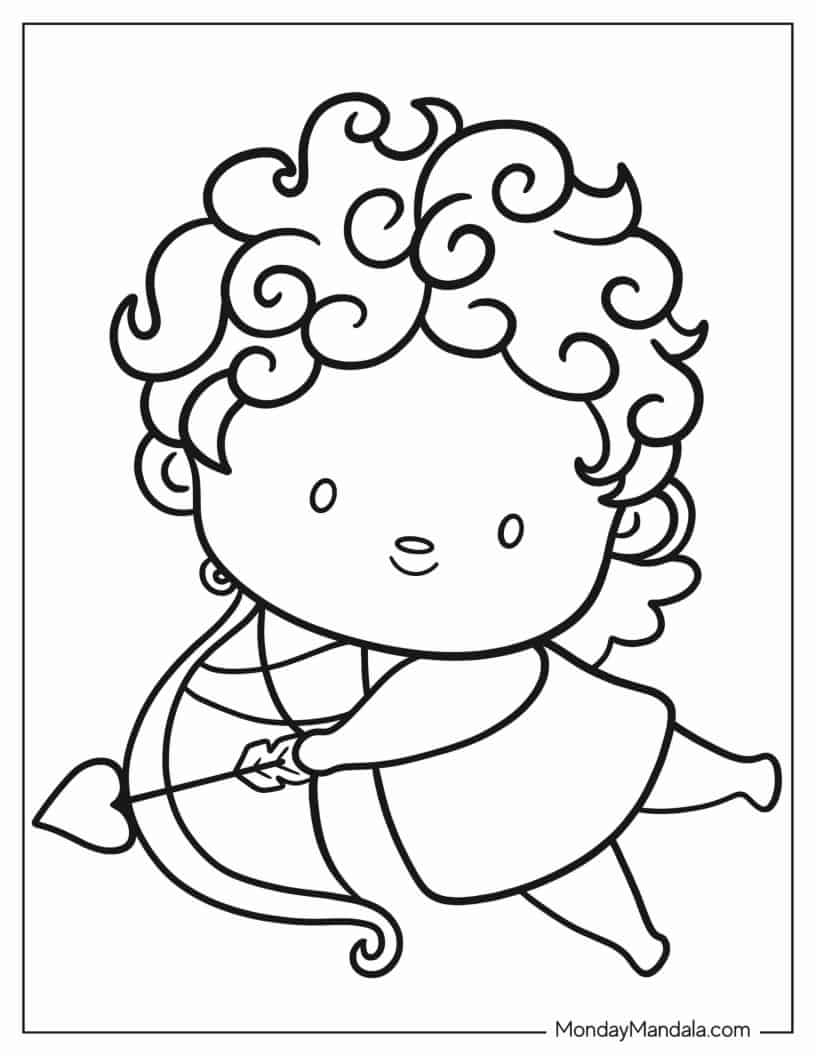 Kawaii Cupid Coloring Sheet For Kids coloring page
