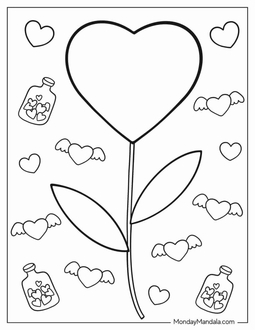 Plant With Heart On Top Coloring In coloring page