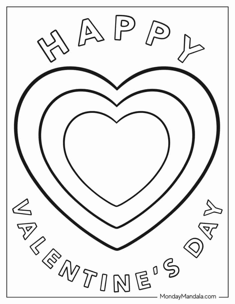 Simple Happy Valentine_s Day Heart Coloring In For Kids coloring page