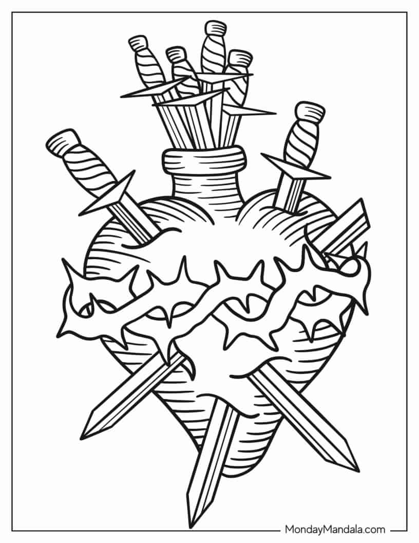 Simple Outline Of Sacred Heart Of Jesus coloring page