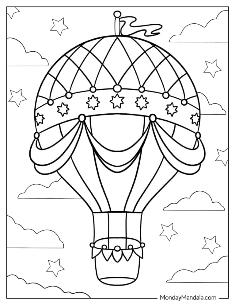 Beautiful Hot Air Balloon Coloring Page coloring page