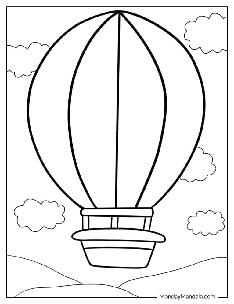 Coloring Sheet Of a Hot Air Balloon For Preschoolers coloring page