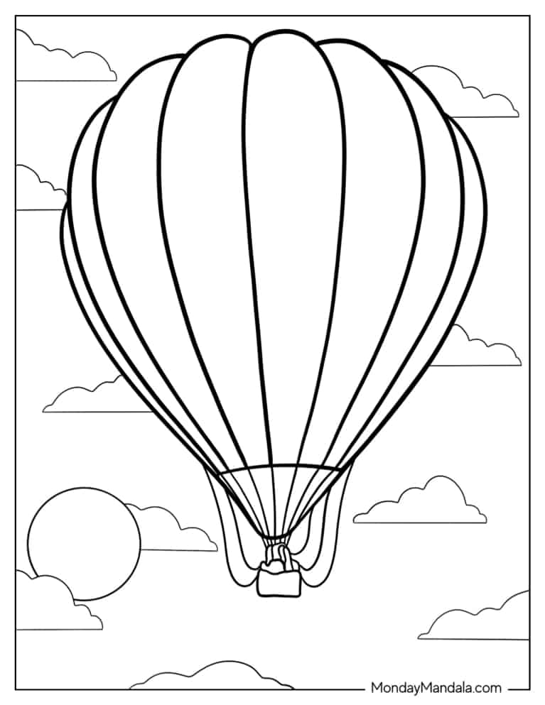 Easy Outline Of a Hot Air Balloon With Burner coloring page