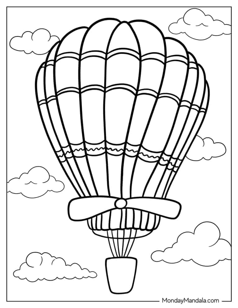 Hot Air Balloon With Propeller To Color coloring page