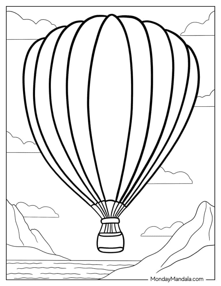 Plain Hot Air Balloon To Color coloring page