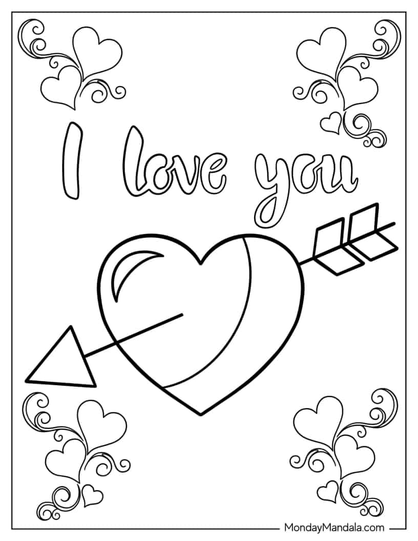 Arrow Going Through Heart To Color coloring page