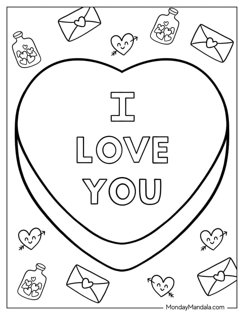 Coloring Page Of I Love You Candy coloring page