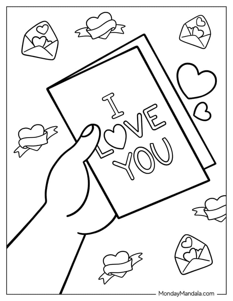 I Love You Card Coloring Page coloring page