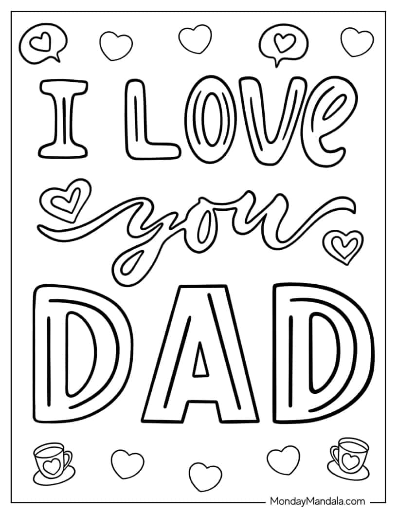 I Love You Dad Coloring Page coloring page