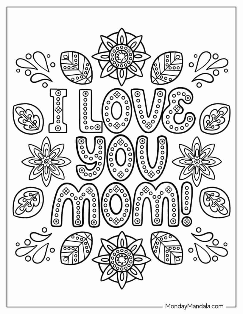 I Love You Mom Coloring Page coloring page