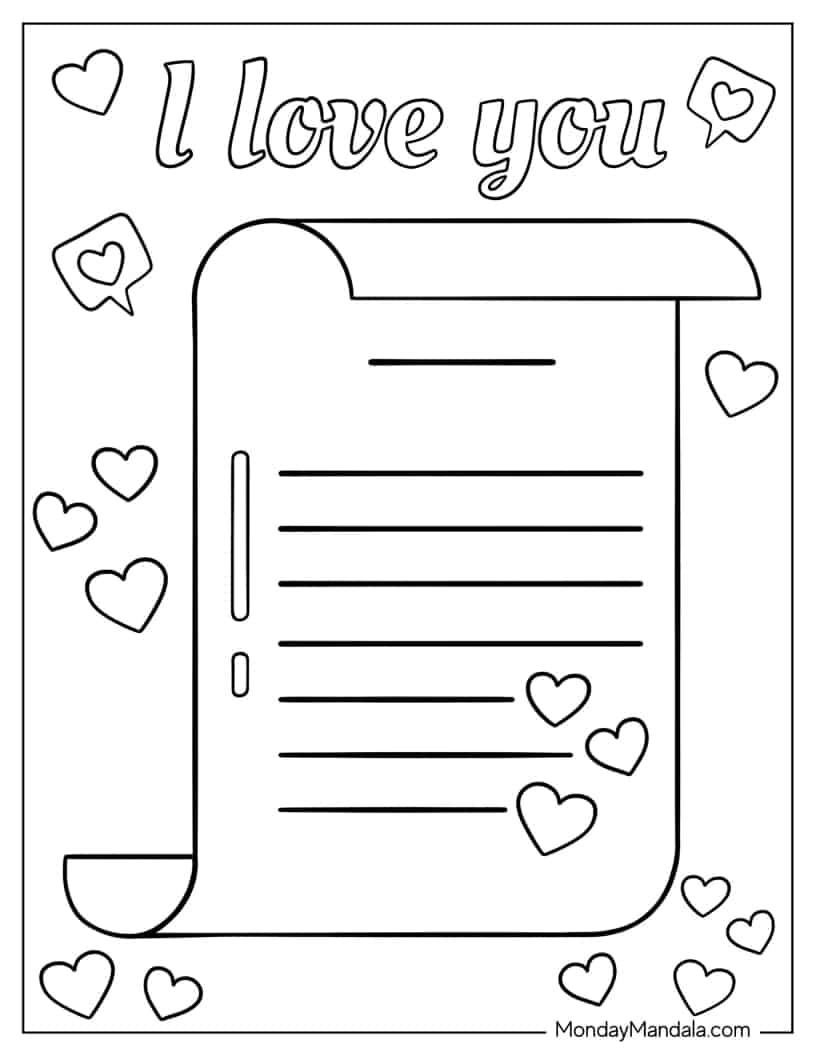 Love Letter Coloring Page coloring page — printable line art