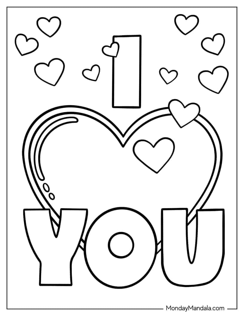 Simple I Love You Coloring Sheet For Preschoolers coloring page