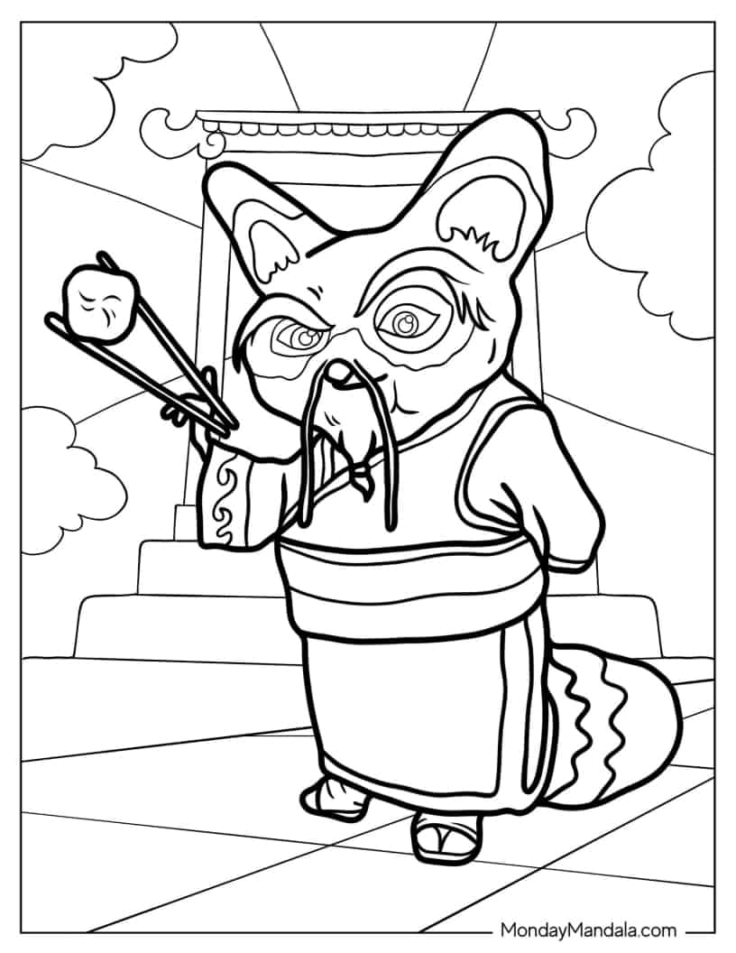 Coloring Page Of Master Shifu With Chopsticks coloring page