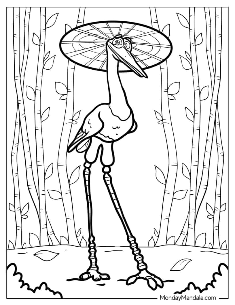 Coloring Sheet Of Mr. Ping In Bamboo Forest coloring page