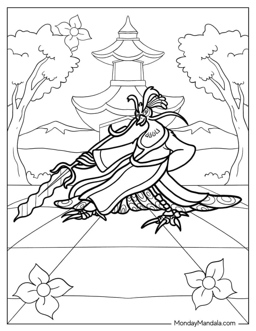 Lord Shen Holding Weapon Coloring In coloring page