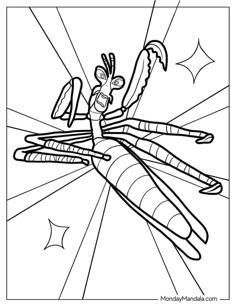 Mantis In Fighting Pose coloring page