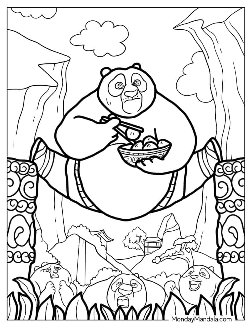Po Doing The Splits While Eating Coloring In coloring page