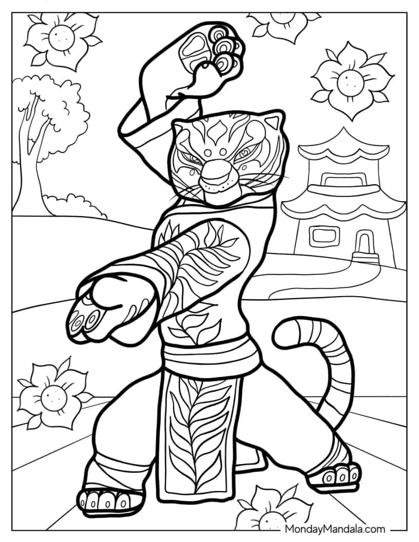 Tigress In Fighting Stance coloring page