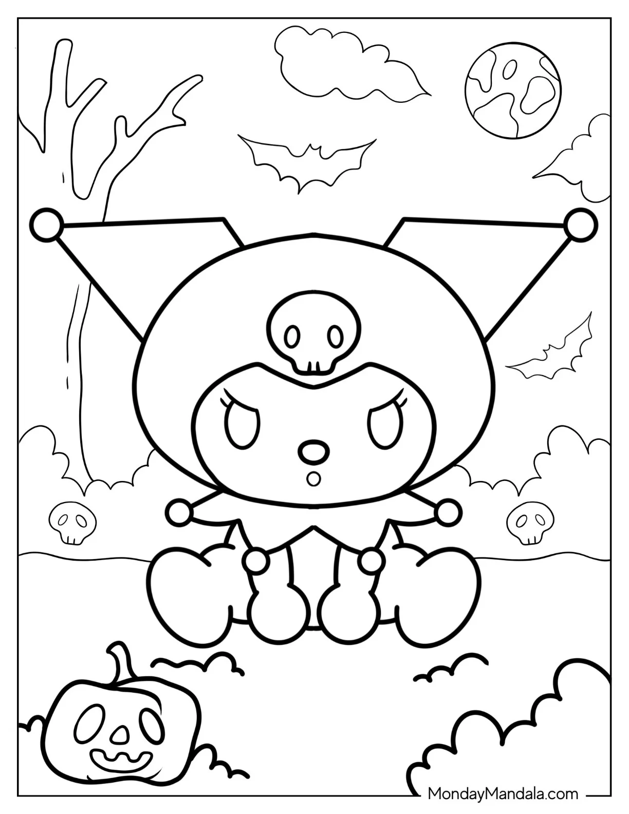 Kawaii Halloween Kuromi Coloring Page coloring page