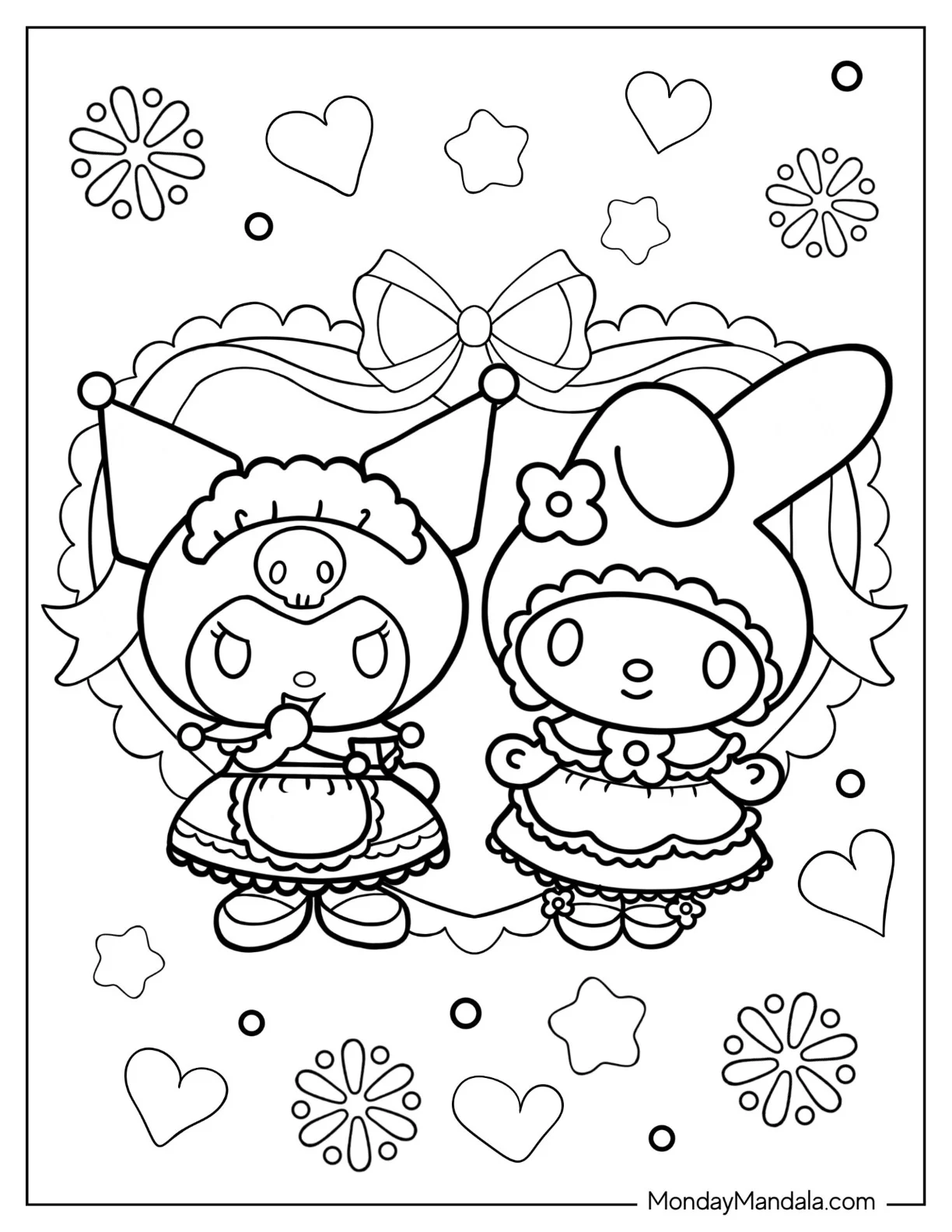 Kuromi Coloring Page Laughing With My Melody coloring page