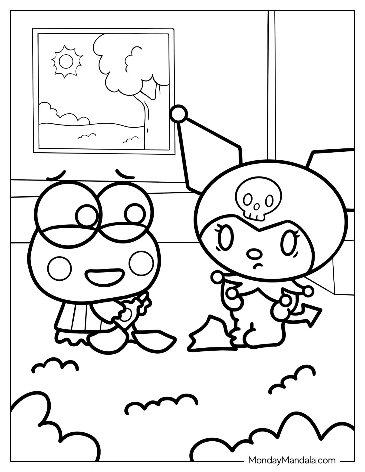 Kuromi Coloring Page Talking To Keroppi coloring page